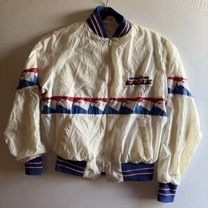 GOODYEAR Eagle Racing Jacket Mens Large White Windbreaker NASCAR NHRA Style